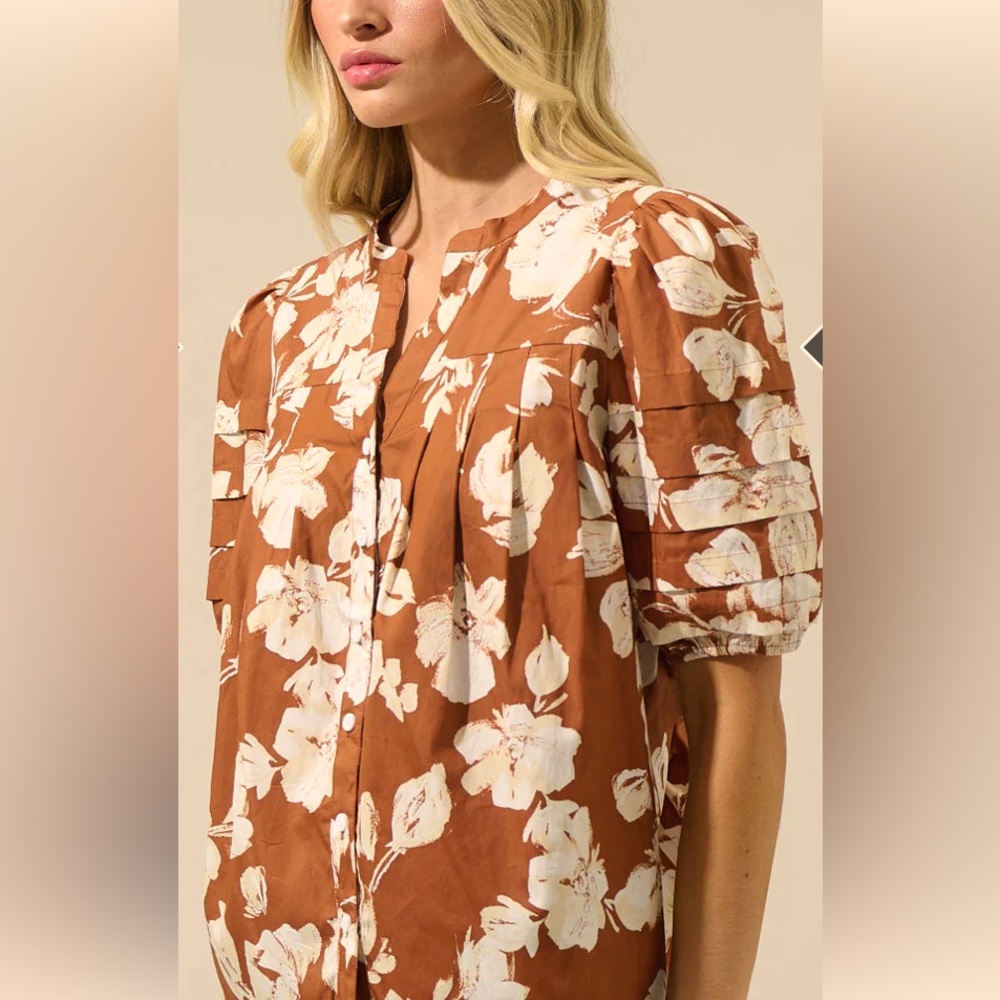 Sugarlips Floral Brown Women's Top in small